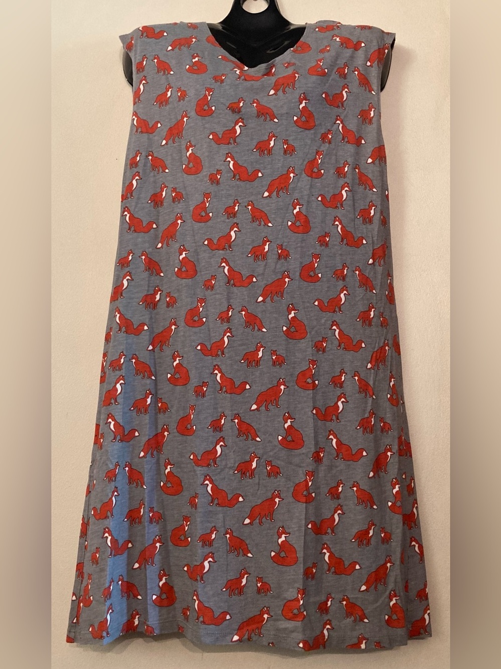 Family of Red Foxes Comfy Grey House Dress or Sleep Wear
